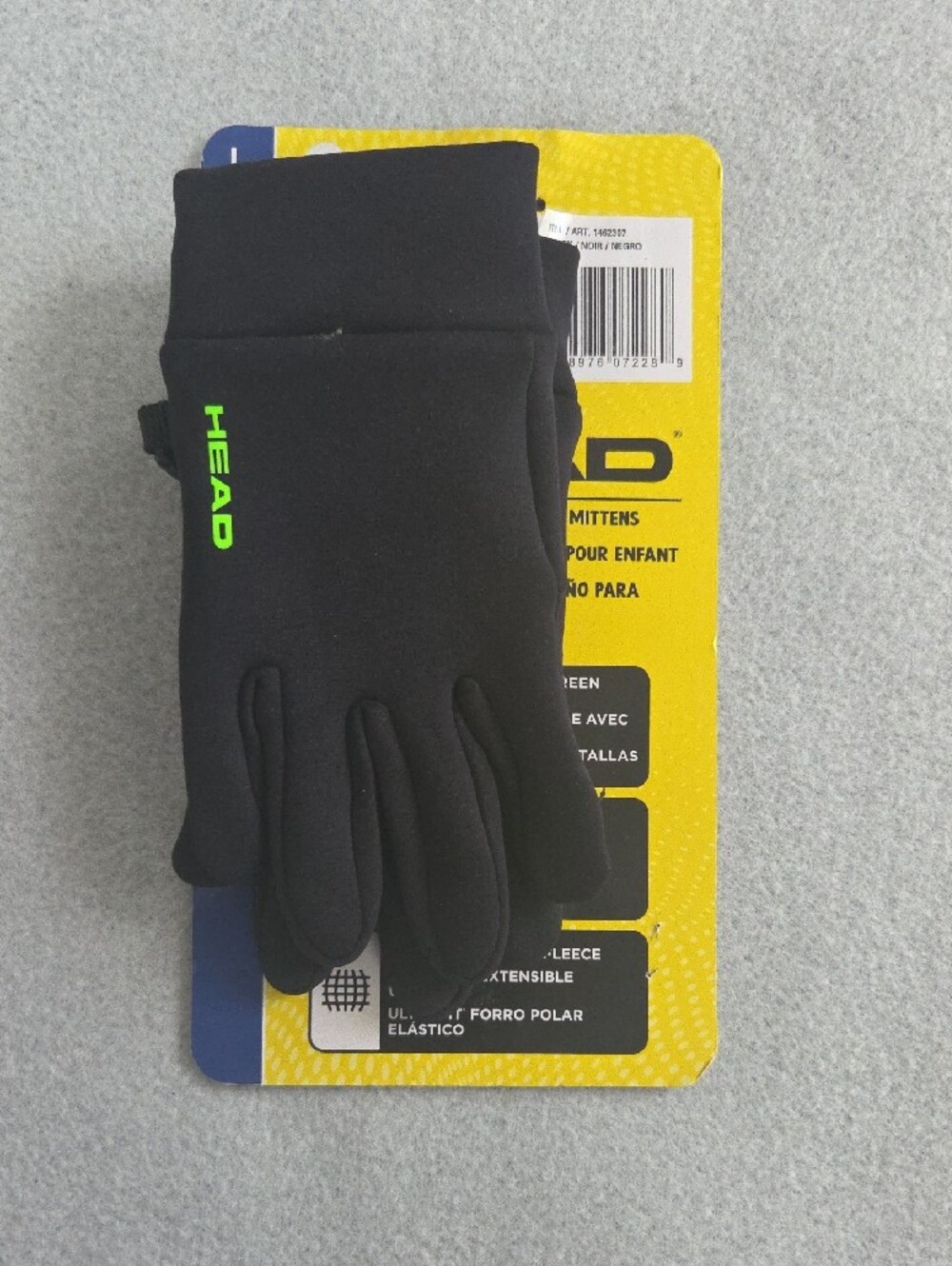 ​HEAD Kids Touchscreen Fleece Gloves Black Neon Green L 10 14 - Picture 4 of 5